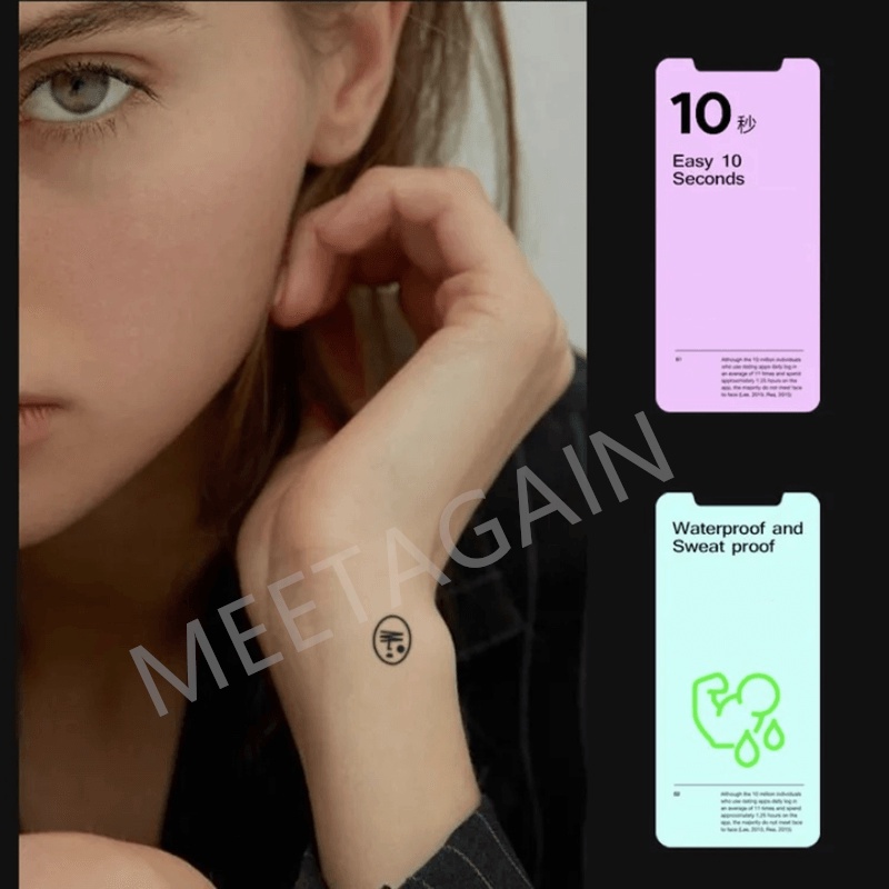【MEET Magic Tattoo】สติกเกอร์รอยสักชั่วคราว กันน้ํา 6 ซม. x 10 ซม. 15 วัน M-027