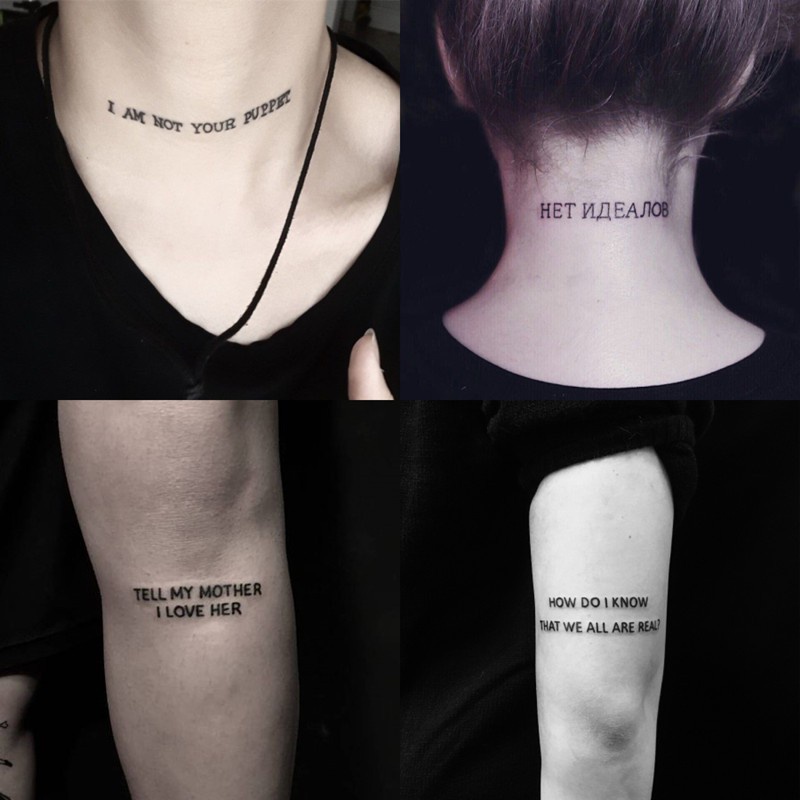 【Meet Magic Tattoo】สติกเกอร์รอยสักชั่วคราว ลายภาษาอังกฤษ ขนาดเล็ก กันน้ํา 15 วัน