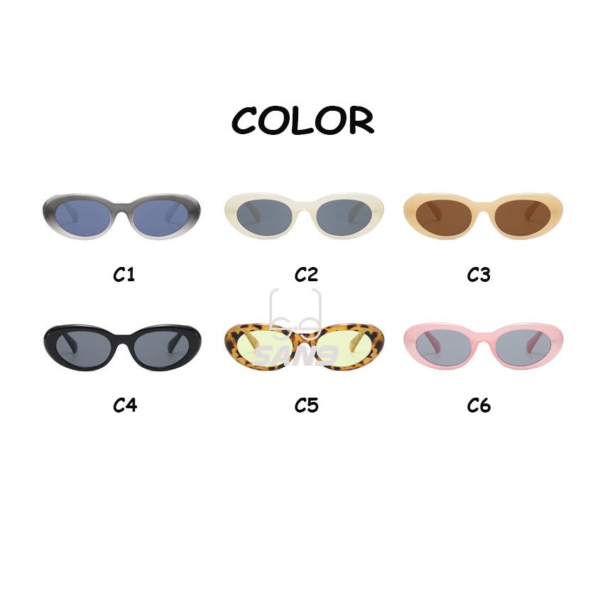 【พร้อมส่ง】COD (San9) แว่นตากันแดด พลาสติก ทรงวงรี สไตล์เกาหลีย้อนยุค แฟชั่นสําหรับผู้หญิง UV400