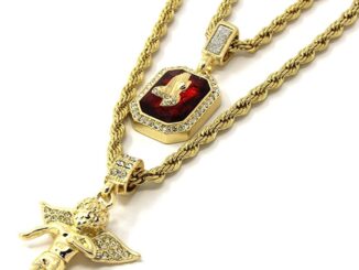 ผู้ชาย Golden Angel Ruby Pendant สร้อยคอยาวฮิปฮอป