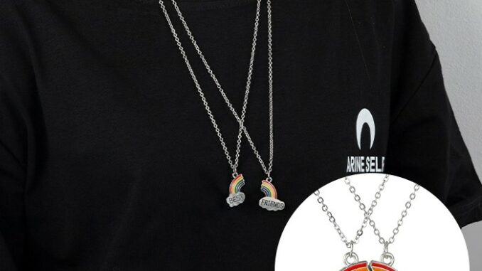 (Q-80) สร้อยคอแฟชั่น สร้อยคู่ สายรุ้ง ซื้อ 1 ได้ถึง 2 เส้น