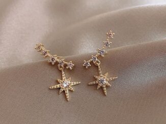 Exquisite Gold Crystal Hexagram Star Earrings Women Elegant