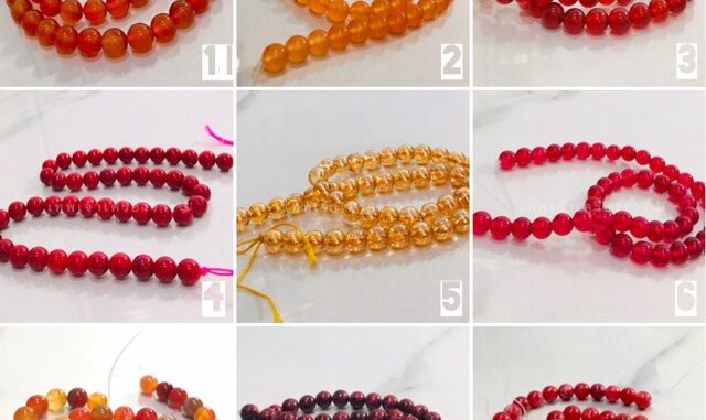หินนำโชค สีแดง&สีส้ม ขนาด 8 มิล #ขายดีที่สุด #กำไลหินแท้