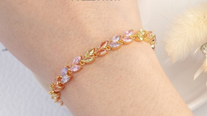 พร้อมส่ง!! สร้อยข้อมือเพชรสวิส CZ ข้อมือใบมะกอก เพชรสีรวมหวาน เพชรสวยหรูดูดี ใส่ออกงาน ใส่เที่ยว วิ้งวับ ไม่ลอก ไม่ดำ