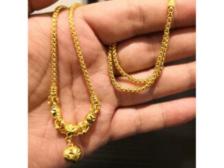 1018019 สร้อยคอระย้าชุบเศษทอง ลายเต๋ากลม จี้หัวใจ ขนาด1 บาท ยา18 นิ้ว ตะขอมีตราปั๊ม เหมือนแท้ ทองเหมือนจริง ทองชุบเศษทอง