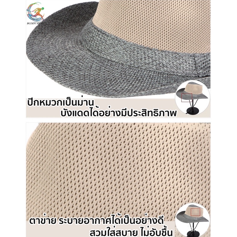 05X1 หมวกคาวบอยปีกกว้าง Premium Cowboy Hats ทรงวินเทจ มีเชือกคล้องคอ