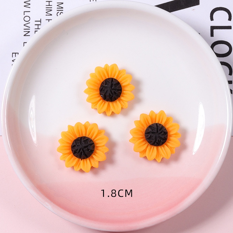 10 ชิ้น ดอกทานตะวัน ดอกทานตะวัน เรซิน เครื่องประดับ อุปกรณ์ diy วัสดุ ครีม กาว