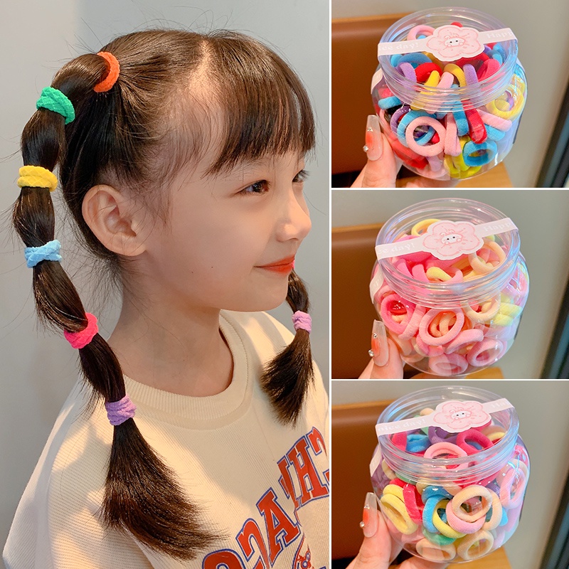 100 ชิ้น ชุดยางรัดผม แบบยืดหยุ่นสูง สีแคนดี้ แฟชั่นเกาหลี สําหรับเด็ก