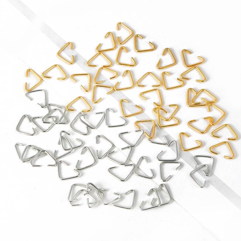 100pcs 6x10mm Triangle Clasps Buckle Loops Jump Rings Split Rings Connectors Clasps Hooks for Jewelry Making Accessories