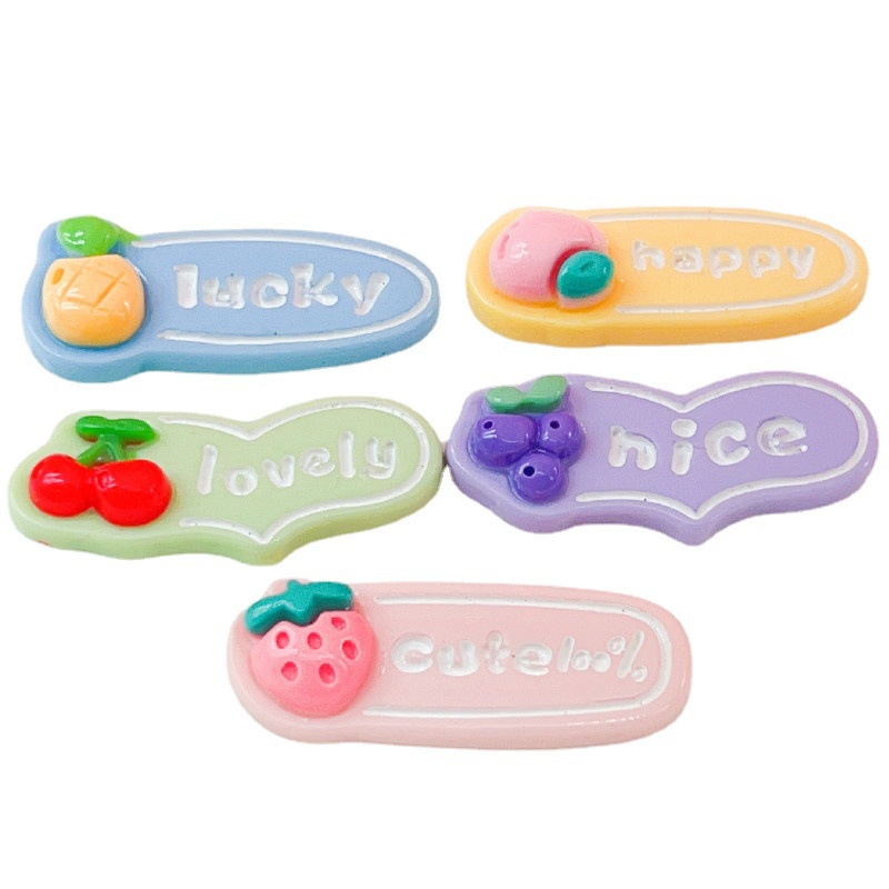 [2 #] Jibbitz Crocs กิ๊บติดผม รูปผลไม้ เชอร์รี่ หัวใจ แบบยาว แวววาว DIY อุปกรณ์เสริม สําหรับเด็ก QP
