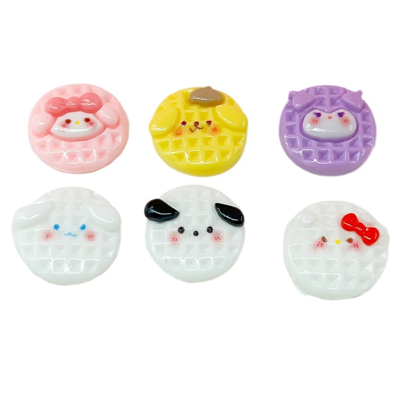 [2 #] Jibbitz Crocs สติกเกอร์กิ๊บติดผม ทรงกลม ลายการ์ตูน Sanrio Melody Kuromi Pudding Dog สําหรับตู้เย็น QP