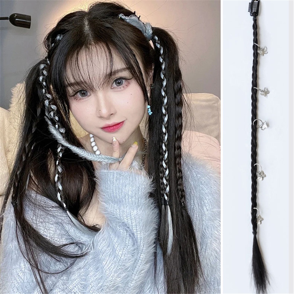 2 ชิ้น สาวเท่ จี้หัวใจไขว้ วิกผมถัก ฮิปฮอป สกปรก ถักเปีย ห่วง หัวเข็มขัด อุปกรณ์หางม้า