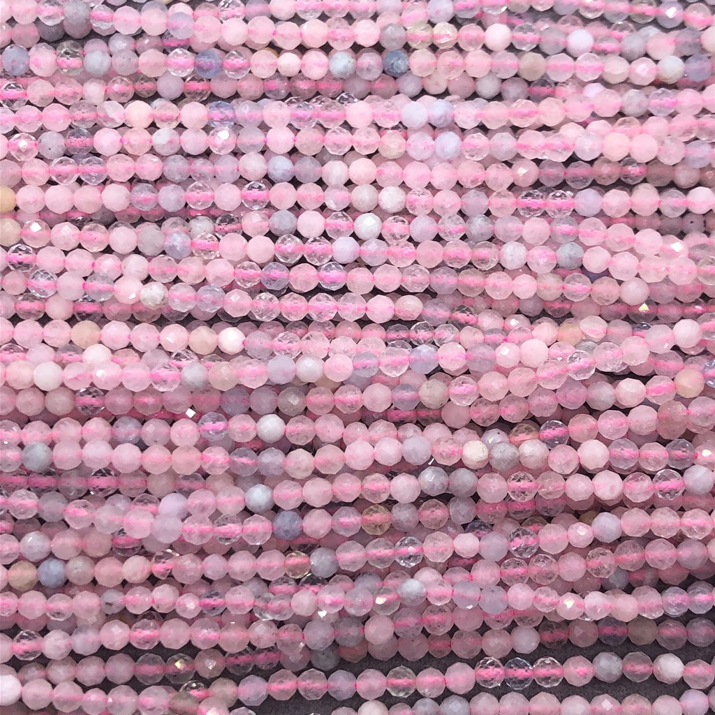 2/3/4 มม. Morganite Pink Beryl หินธรรมชาติลูกปัดขนาดเล็กเหลี่ยมเพชรพลอยตัด DIY