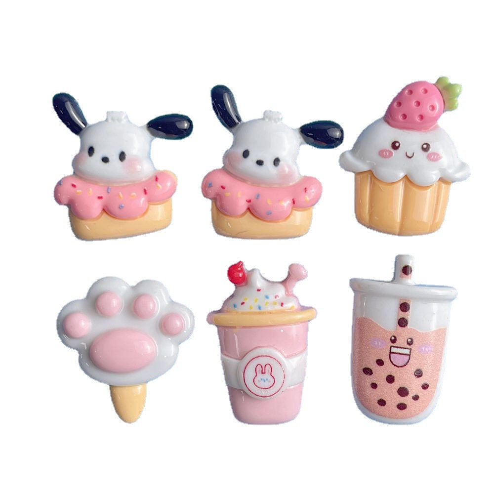 [3 #] Jibbitz Crocs แผ่นกาวเรซิ่น รูปสุนัข สําหรับทําขนมหวาน ชานม diy SC