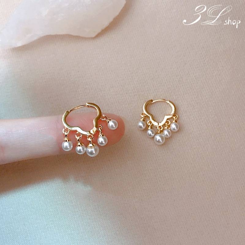 (3Lshop) ต่างหูมุกเทียม หรูหรา สไตล์เกาหลี เครื่องประดับแฟชั่น สําหรับผู้หญิง