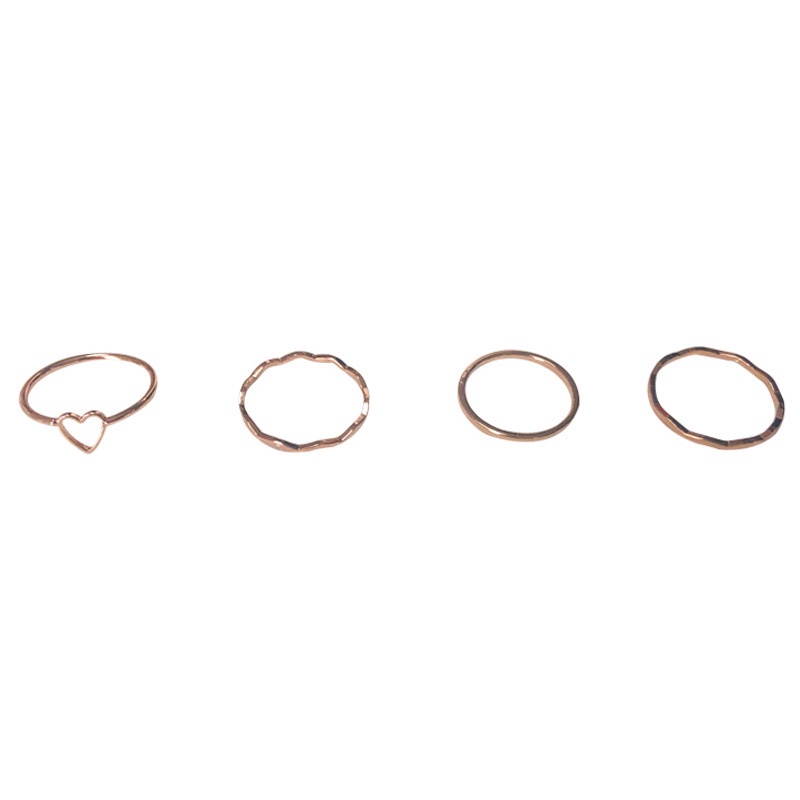 4 ชิ้น/เซ็ตแฟนแหวนนิ้วชี้ Rose Gold ชุดแหวนสำหรับผู้หญิงอุปกรณ์เสริมเครื่องประดับ Christmas Gift