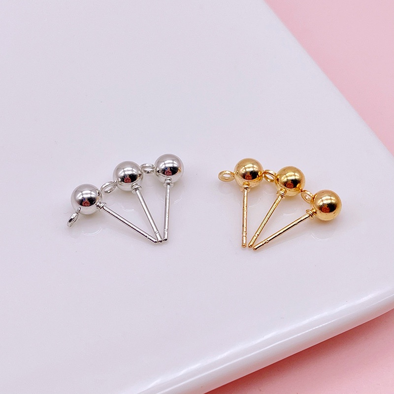50 ชิ้น / ถุง พร้อมลูกบอลแขวน ต่างหู เข็มลูกปัด DIY อุปกรณ์ต่างหู วัสดุสามารถแขวนต่างหูถั่ว