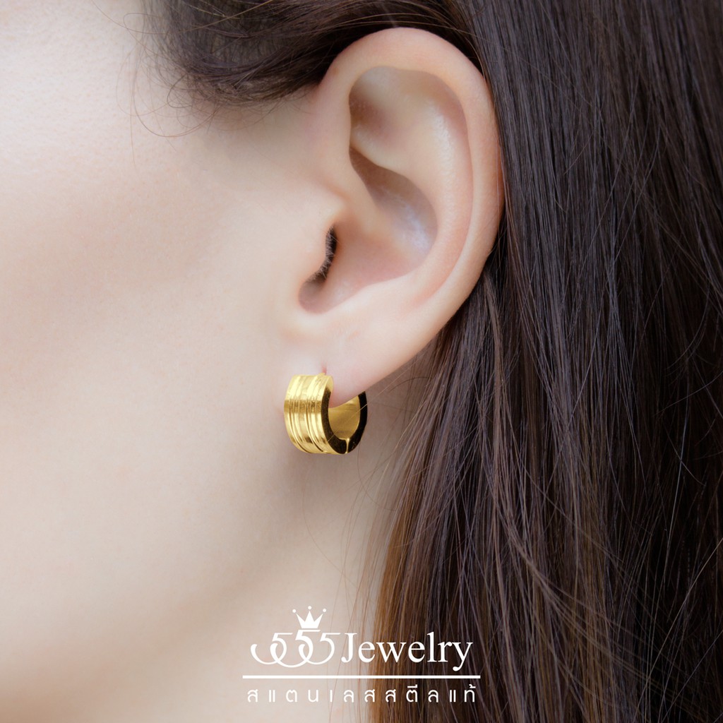 555jewelry ต่างหูห่วงสแตนเลส สตีล สไตล์มินิมอล รุ่น MNC-ER932 - ต่างหูผู้หญิง ต่างหูสวยๆ ต่างหูแฟชั่น (ER48)
