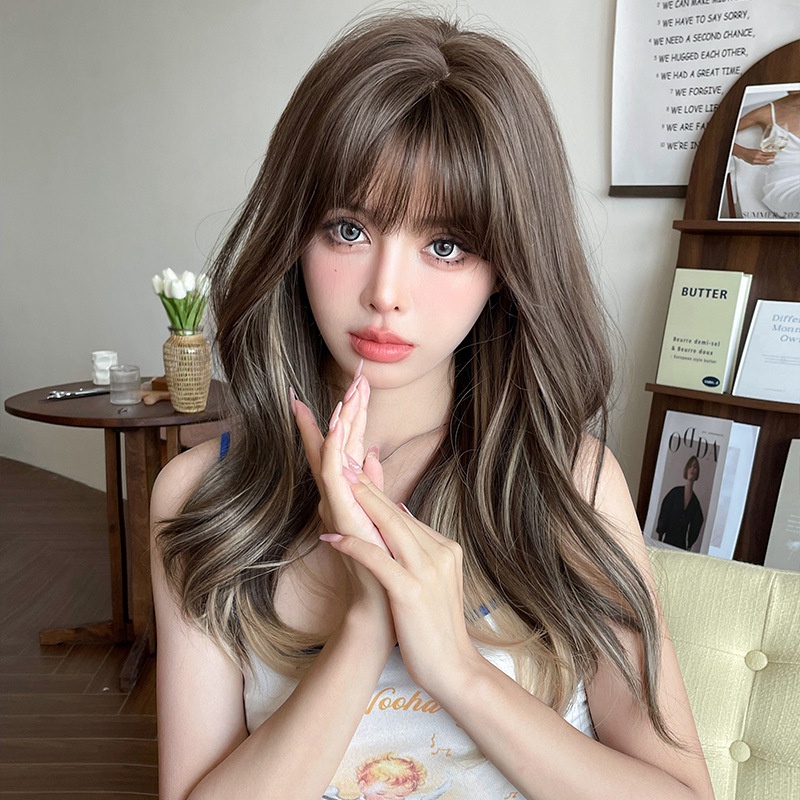 7jhh WIGS ใหม่ วิกผมหยิกยาว ไฮไลท์ ไฮไลท์ไฟเบอร์ธรรมชาติ สีเบจ สําหรับผู้หญิง C-0364
