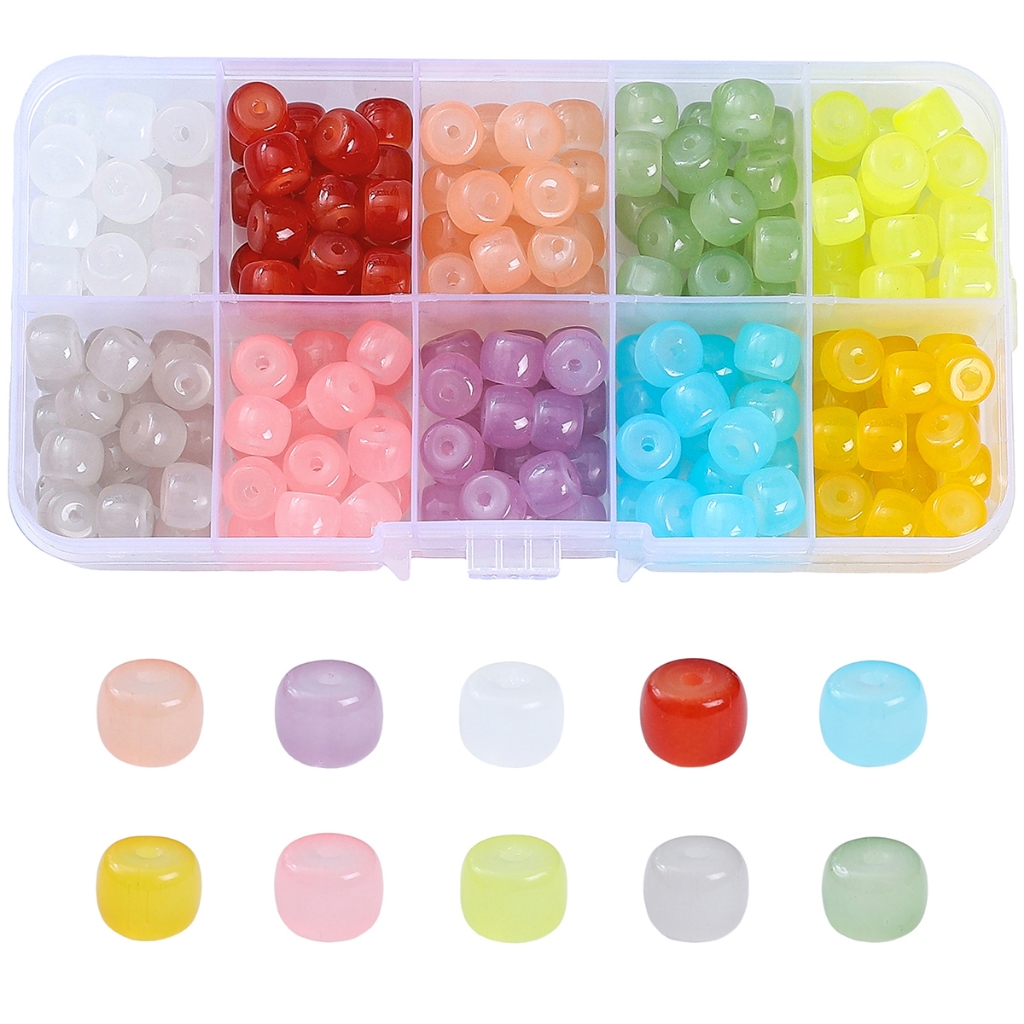 [8X6 มม.] ชุดลูกปัด 10 ช่อง ทรงกลมแบน DIY สําหรับทําเครื่องประดับ สร้อยข้อมือ