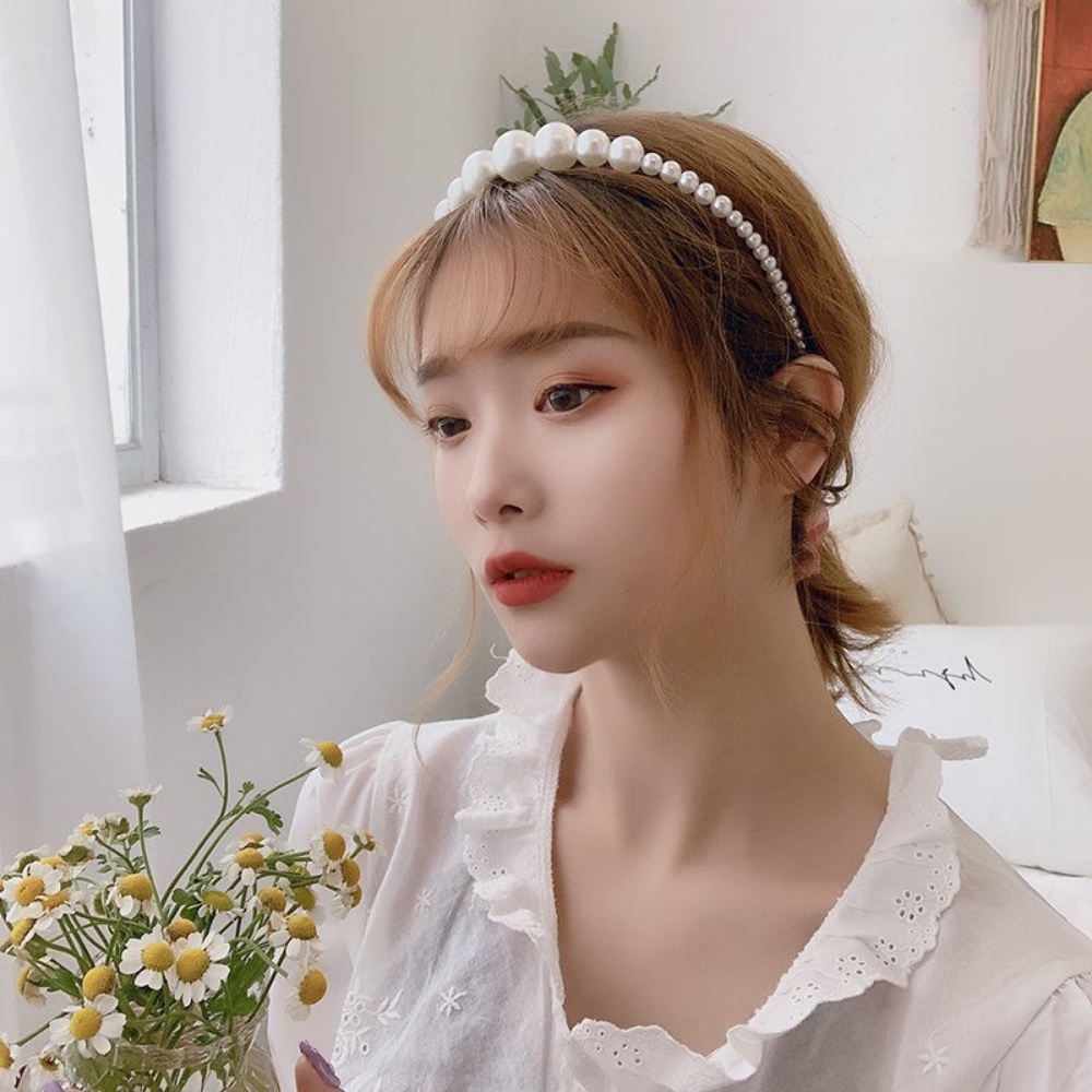 A HELLO GIRL ที่คาดผม ประดับไข่มุก ขนาดใหญ่ สไตล์เกาหลี แฟชั่นสําหรับผู้หญิง