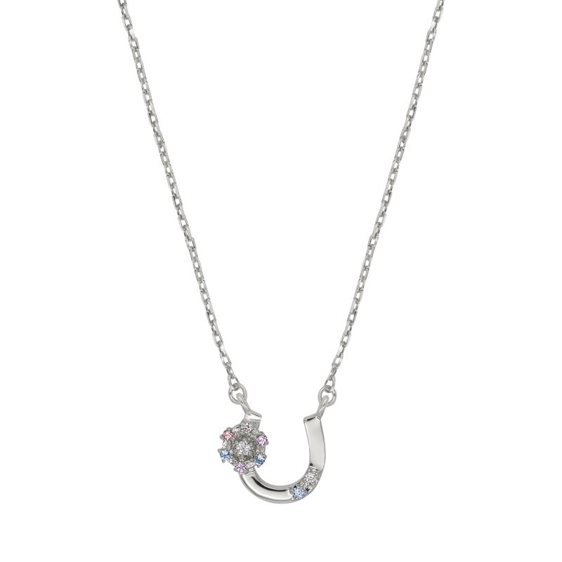 A.CEMI Horseshoe Flower Necklace สร้อยคอเงินแท้ ชุบทอง 18K โรสโกลว์