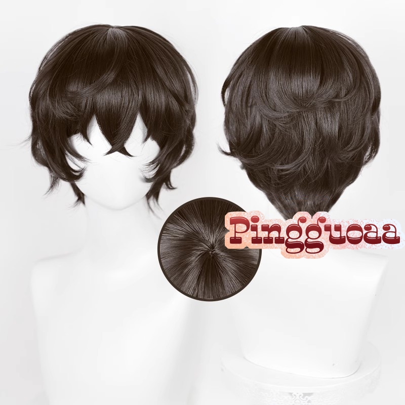 Anime Bungou Stray Dogs Dazai Osamu Cosplay Wigs 30cm Dark Brown Short Wig Heat Resistant Synthetic Hair