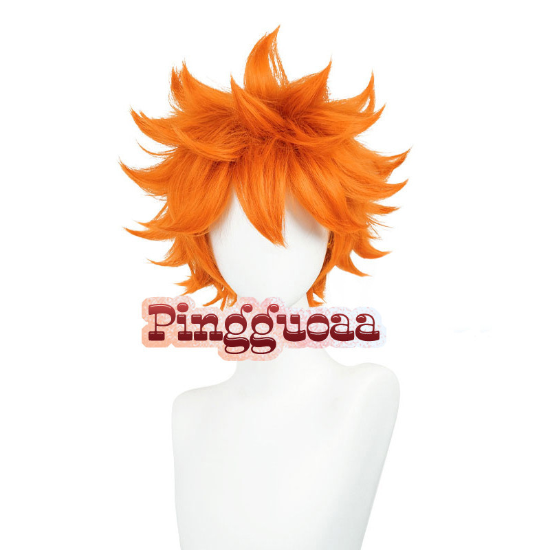 Anime Haikyuu!! Hinata Syouyou Cosplay Wig 30cm Short Orange Fluffy Layered Wigs Heat Resistant Synthetic Hair