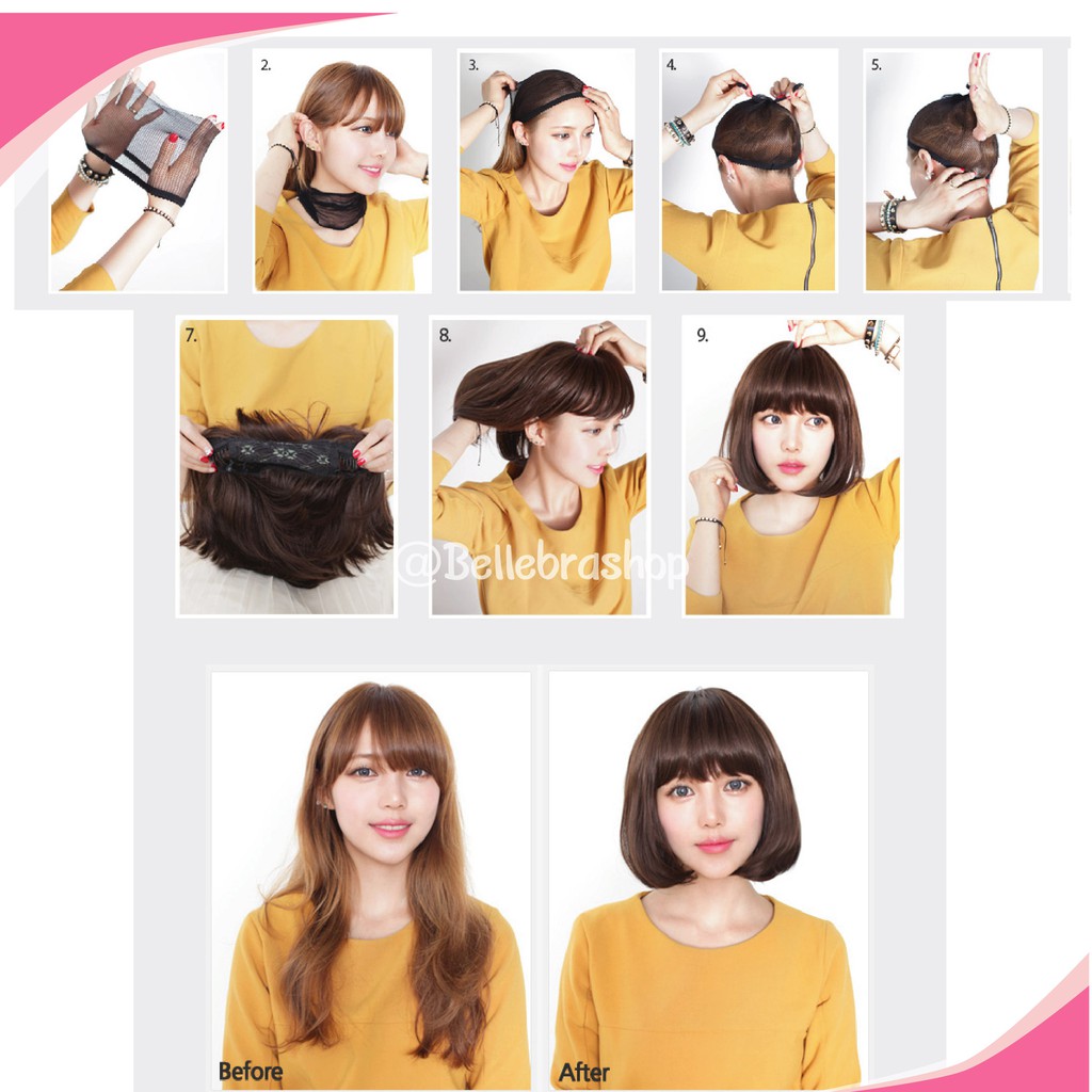 BELLE วิกผม ลอนวอลลุ่ม สไตล์เกาหลี สีน้ำตาลเข้มประกายแดง 60cm (พร้อมส่ง)อินเทรนด์สุดๆ