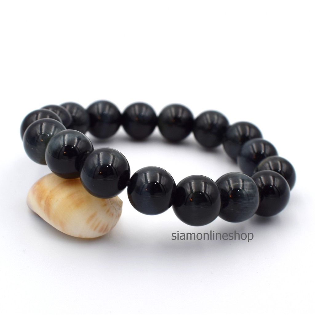 BLACK OPAL หินแบล็คโอปอล ขนาด 10 มม. สร้อยข้อมือหินแท้ by siamonlineshop