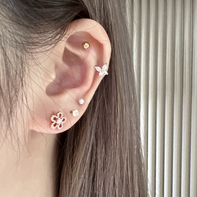 BOOPY- ต่างหู brass+14k Freesia earrings
