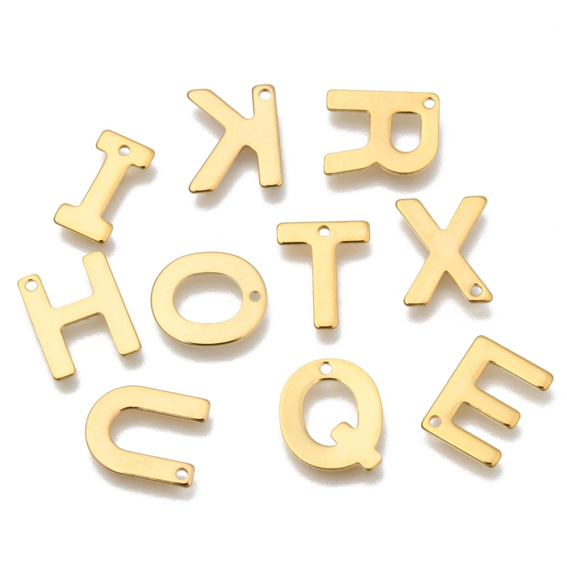 Benecreat 10 ชิ้น 304 จี้สแตนเลส Letter.A - Z สีทอง Diy สําหรับใช้ทําเครื่องประดับ