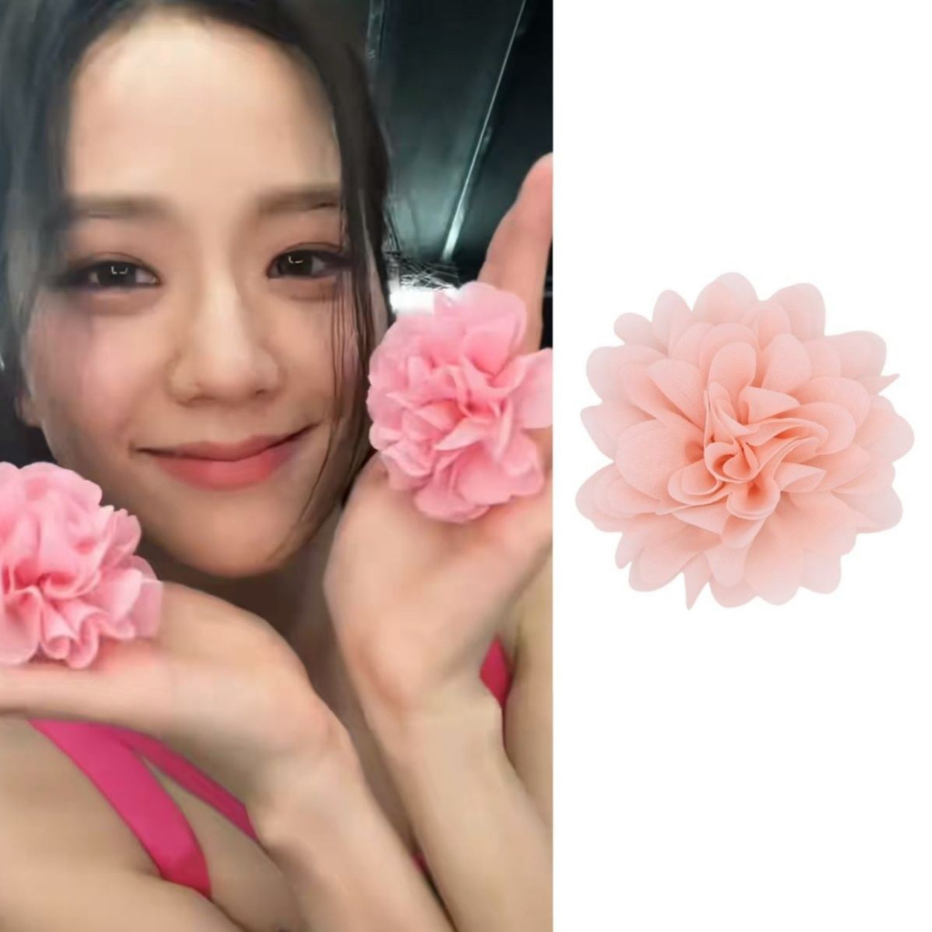 Blackpink แหวนเต้นรํา รูปดอกคามิเลีย สีชมพู 2 ชิ้น