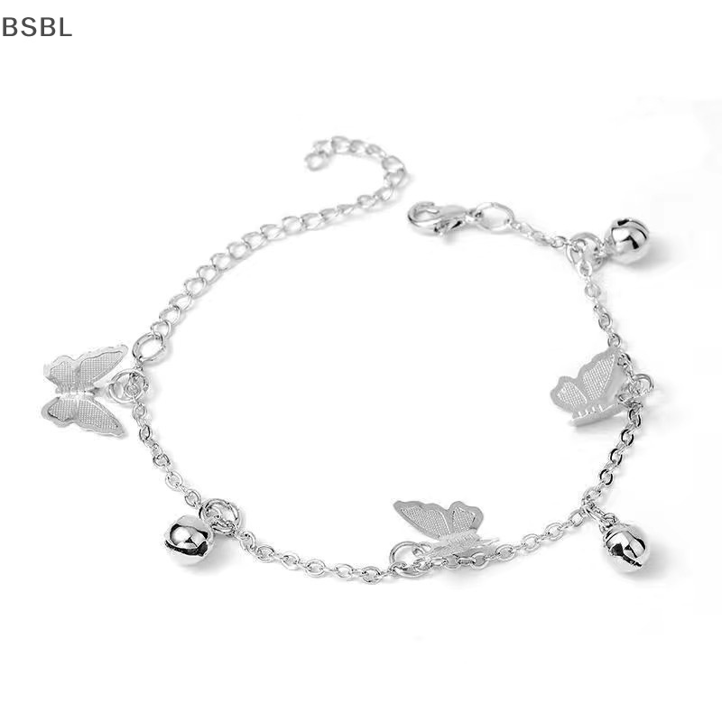 Bsbl สร้อยข้อมือโซ่ จี้กระดิ่งผีเสื้อน่ารัก ปรับได้ เครื่องประดับแฟชั่น สําหรับผู้หญิง