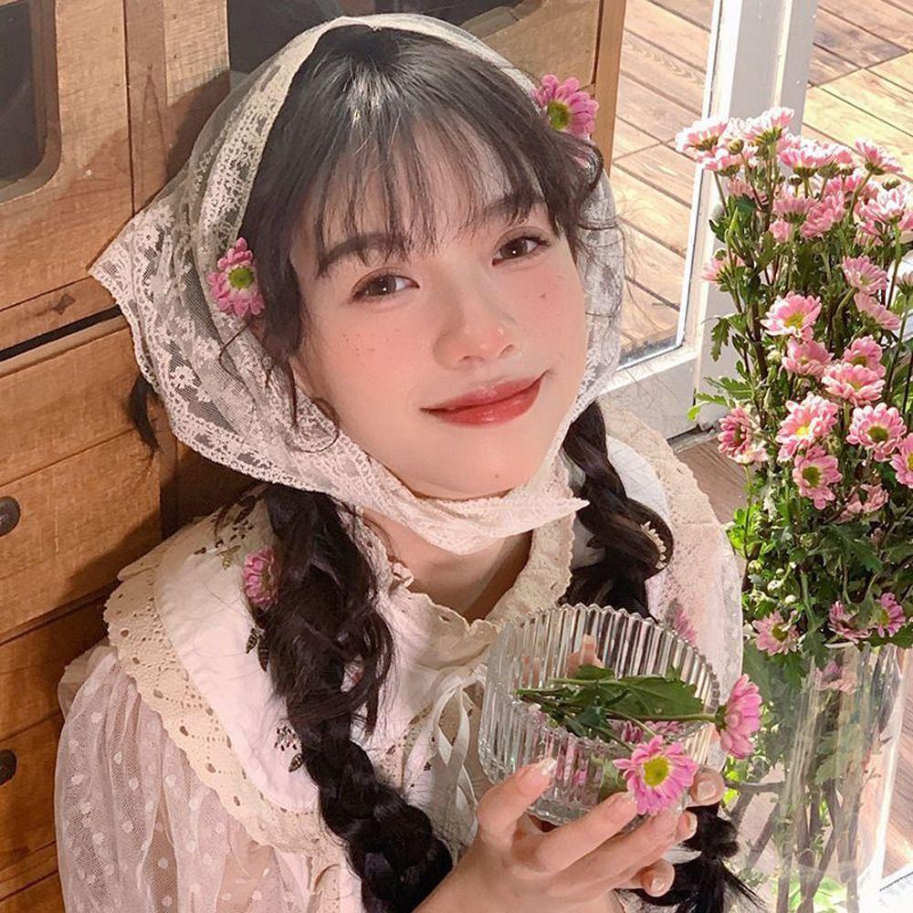 CABEZA ผ้าโพกหัว ทรงสามเหลี่ยม แต่งลูกไม้ หรูหรา สไตล์ฝรั่งเศส สําหรับเด็ก