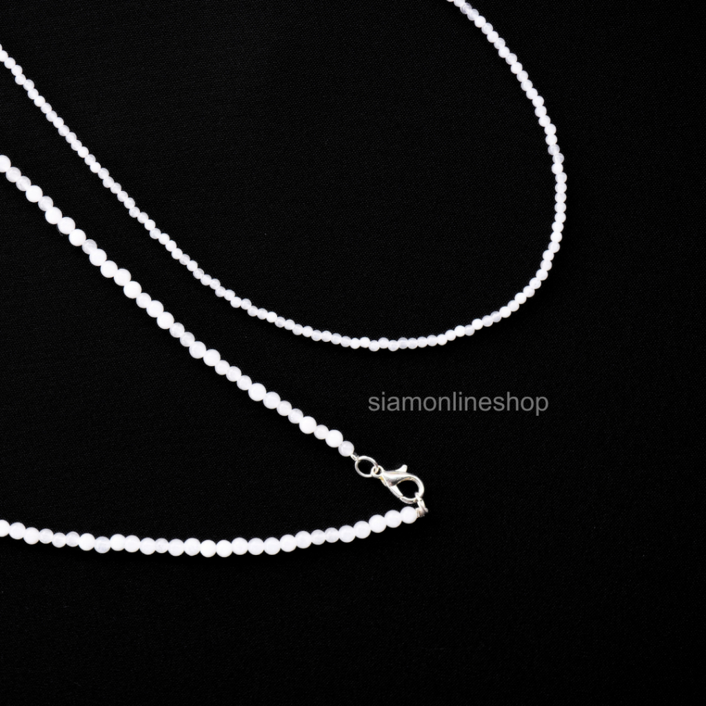 CHOKER สร้อยคอหิน หยกขาว หยกแท้ เลือกขนาดเม็ดหิน และความยาวได้ โชคเกอร์หิน white jade by siamonlineshop