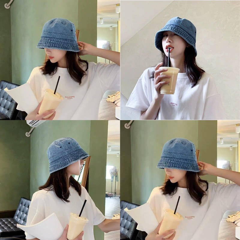 (CR) หมวกบักเก็ตผ้ายีนส์ ทรงปีกแคบ
