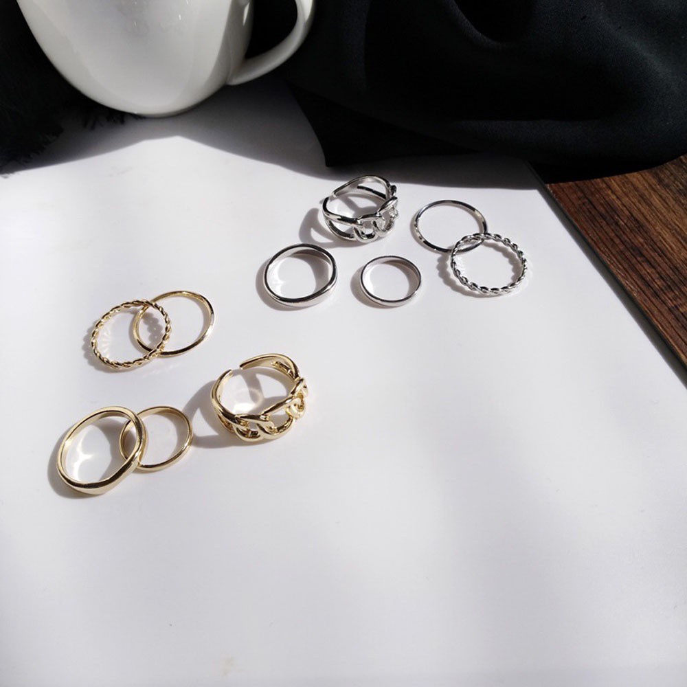 Cabeza แหวนเงินทอง 5 ชิ้น / ชุดเครื่องประดับแฟชั่นสําหรับสตรี