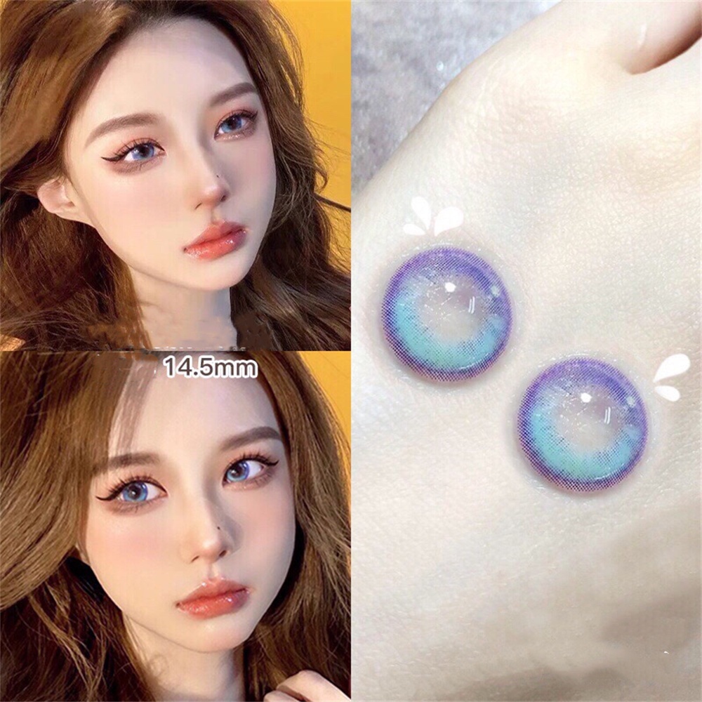 Cerisecon คอนแทคเลนส์ สีฟ้า ขนาดเล็ก สําหรับสายตาสั้น