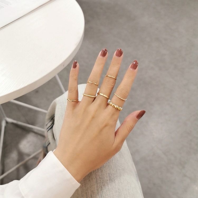 Chaoku ชุดแหวน ไร้สี สไตล์เกาหลี ฮิปฮอป เครื่องประดับ สําหรับผู้หญิง นักเรียน