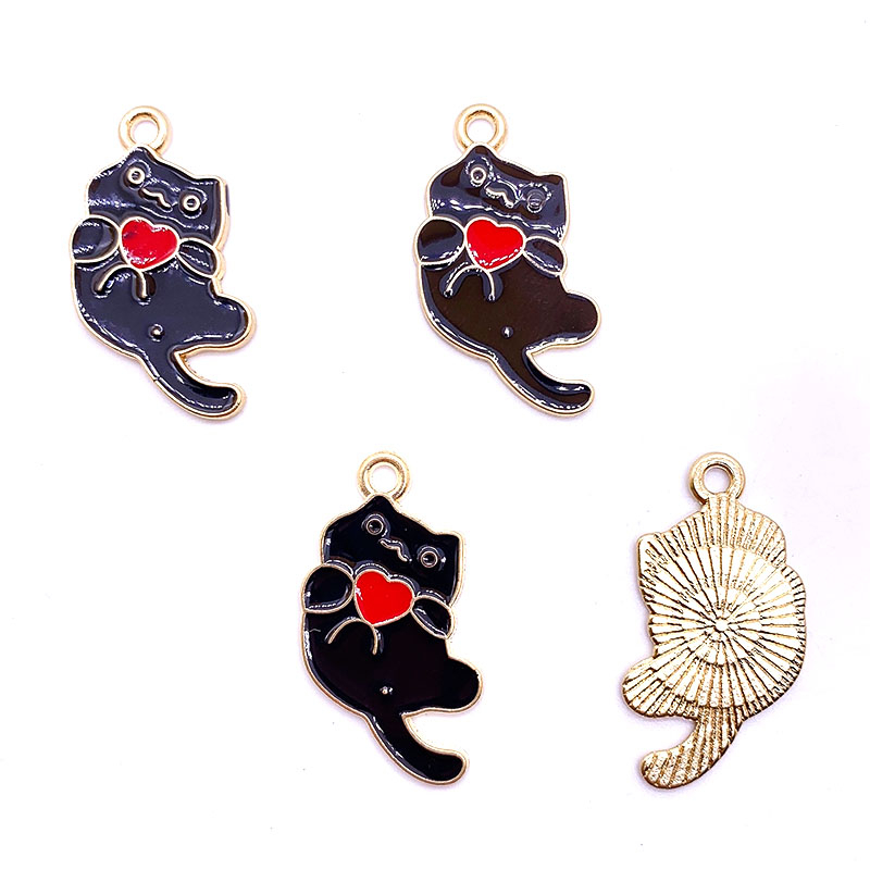 Charm จี้สร้อยคอ สร้อยข้อมือ โลหะผสม รูปการ์ตูนแมว 30*12 มม. 4 ชิ้น
