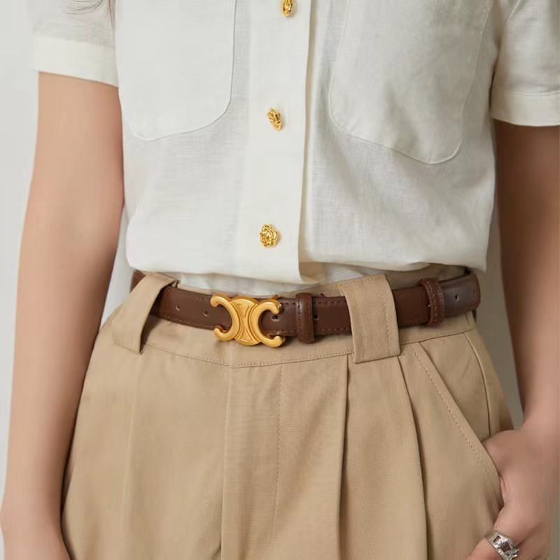 Classic belt เข็มขัดหนังอะไหล่ทอง (เริ่มเจาะรูตั้งแต่เอว 22)