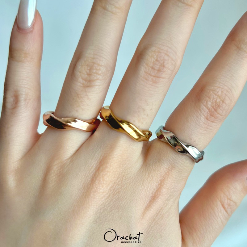 Classy curve 14k ring (แหวนงานชุบ 14k สแตนเลส สวย ทน โดนแอลกอฮอล์ได้ ไม่ลอก)