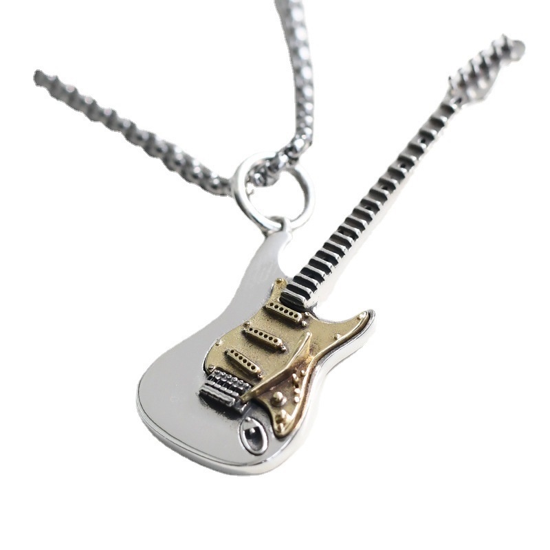Colorful Electric Guitar Necklace Rock Punk Style Necklace Girls New Retro Niche Design Hip Hop Handsome Men