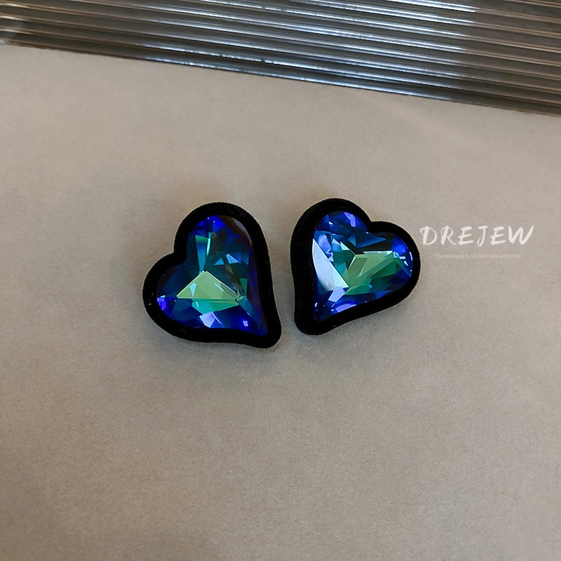 DREJEW ต่างหูเข็มเงิน 925 จี้รูปหัวใจ ประดับเพชร หลากสี เหมาะกับฤดูใบไม้ร่วง และฤดูหนาว