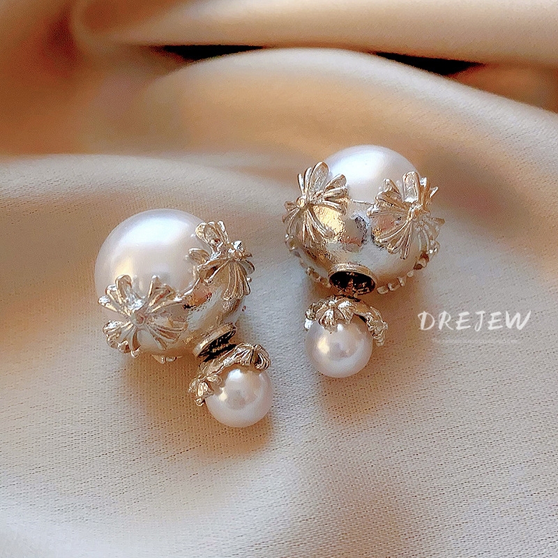 DREJEW ต่างหูเข็มเงิน 925 ประดับไข่มุก หรูหรา กันแพ้ แฟชั่น สําหรับผู้หญิง