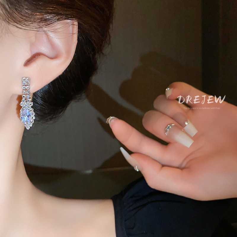 DREJEW สร้อยคอ และต่างหู รูปตัว U ประดับเพชร สองชิ้น หรูหรา สไตล์ยุโรป และอเมริกา