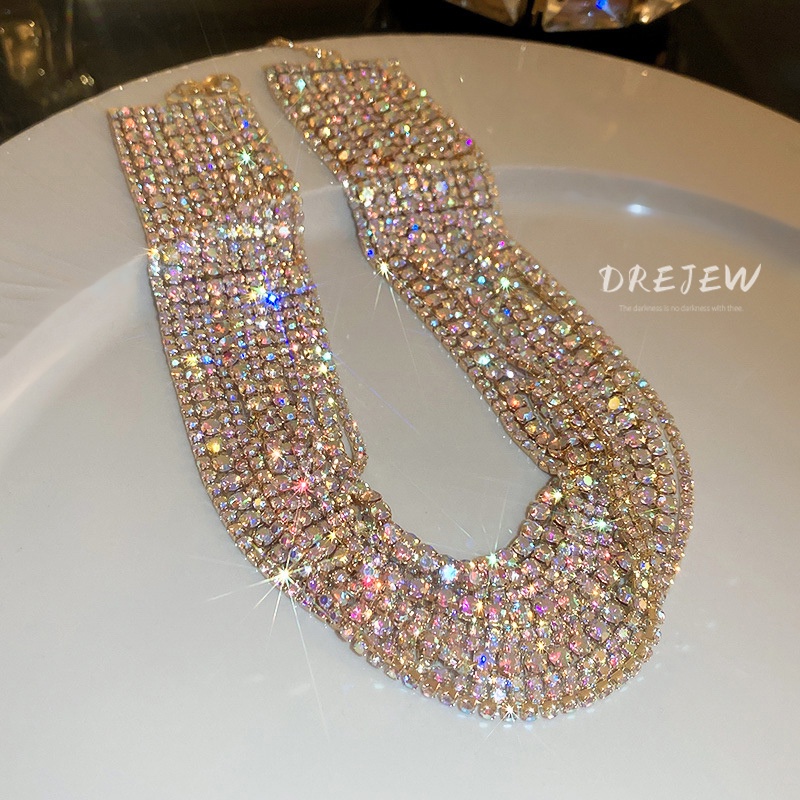 DREJEW สร้อยคอโซ่ ประดับเพชร หลายชั้น หรูหรา ระดับไฮเอนด์ แฟชั่นสําหรับผู้หญิง
