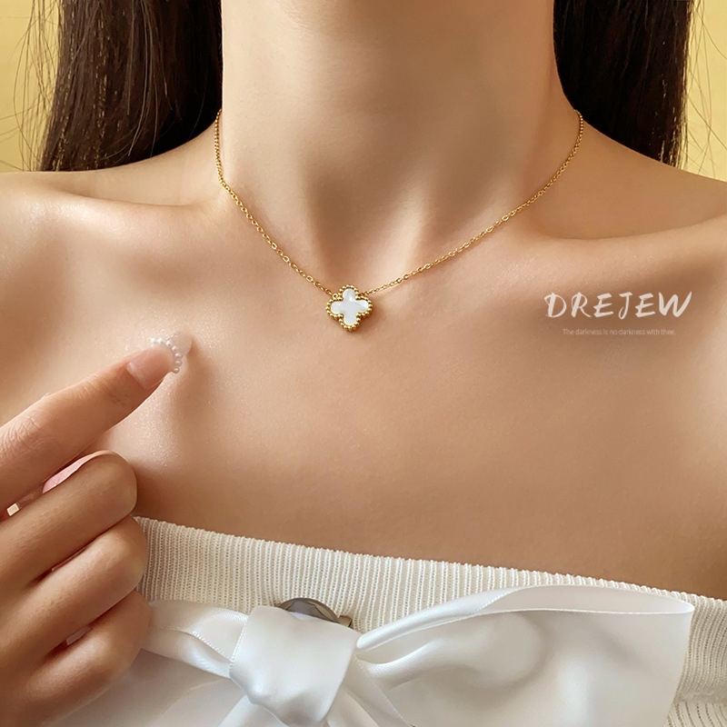 DREJEW  สร้อยคอโซ่เหล็กไทเทเนียม จี้รูปดอกไม้อะคริลิค หลากสี หรูหรา กันแพ้ สร้อย
