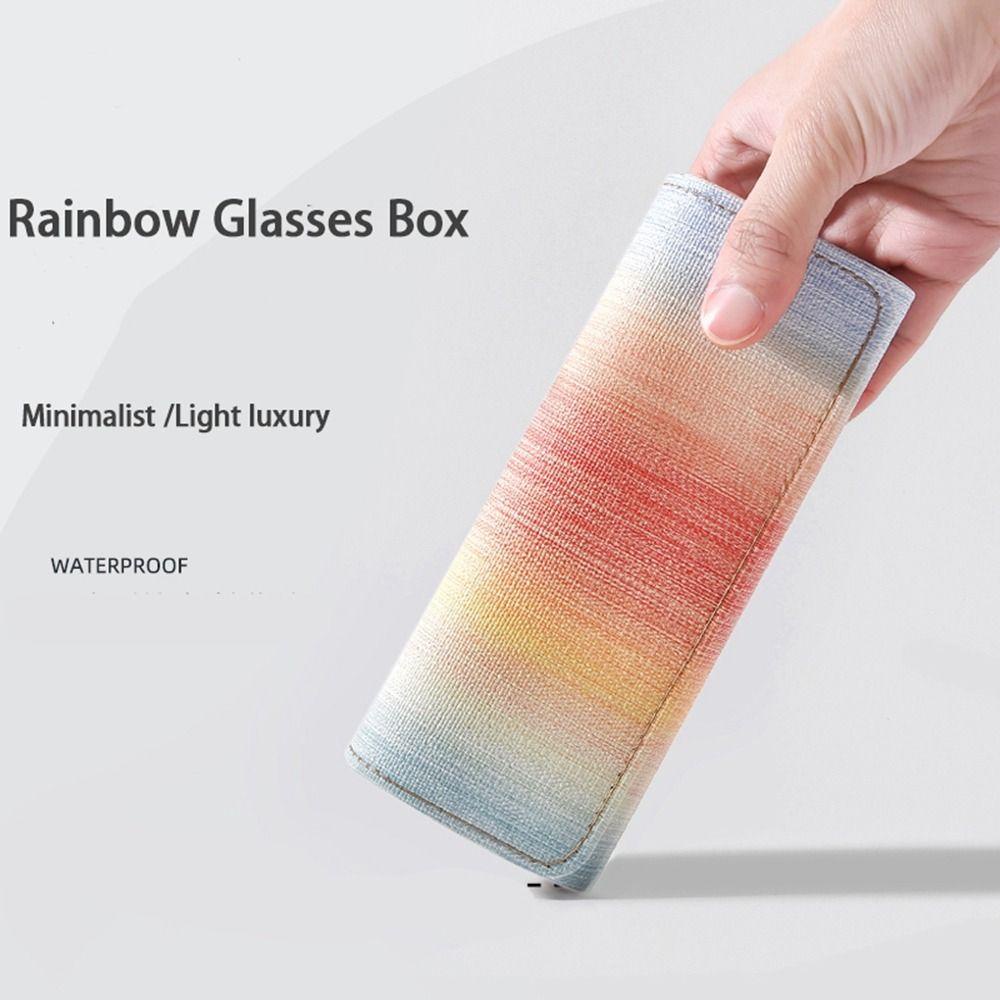 Daishen1 กล่องเก็บแว่นตา หนัง PU น่ารัก สีรุ้ง สําหรับนักเรียน